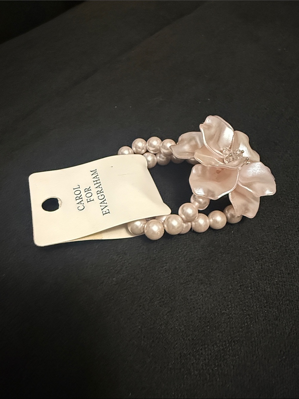 Light Pink , little Gold Pearl Double-Strand Bracelet with Floral Accent - Picture 4 of 5